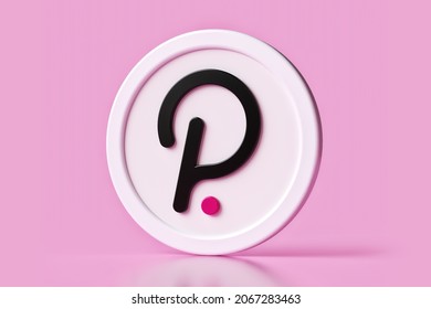3D Polkadot token icon isolated on pink background. Cryptocurrency trading concept. High quality 3D rendering.