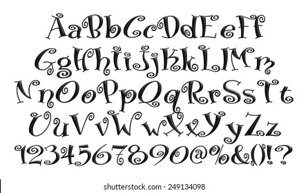 Alphabet Lettersblack Handwritten Font Drawn Liquid Stock Vector ...