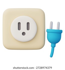 3d power plug and wall socket for home energy and electrical use safe electricity connection