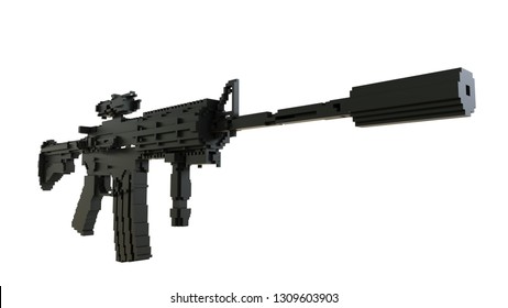 3d Printed Machine Gun Isolated On Stock Illustration 1309603909