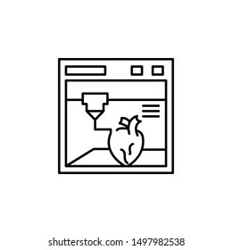 3d Printer, Heart Icon. Element Of Medicine Technology Icon