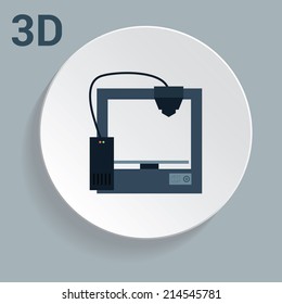 3d Printer Icon With Simple Design Illustration