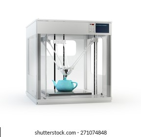 3D Printer Machine Printing A Teapot - Rapid Prototyping 