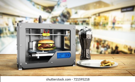 3D Printer Print Burger 3d Render Success Food Mace Concept