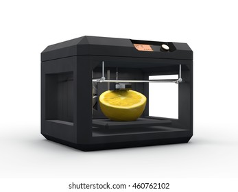 3D Printer Print Food On A White Background 3d Rendering