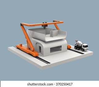 3D Printer Printing House. Clipping Path Available.