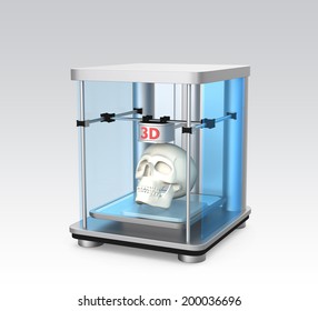 3D Printer Printing Skull For New Medical Solution Concept