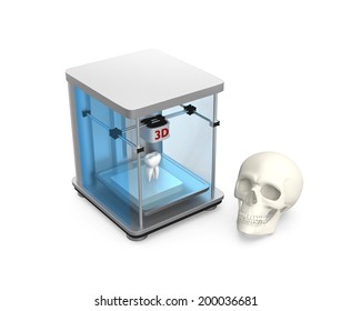 3D Printer Printing Tooth For Dental Practice Concept