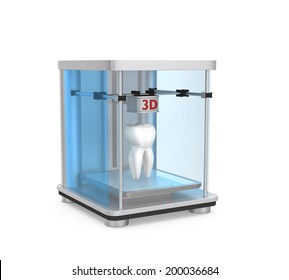 3D Printer Printing Tooth For Dental Practice Concept