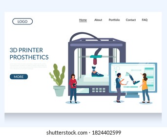 3d Printer Prosthetics Website Template, Web Page And Landing Page Design For Website And Mobile Site Development. 3d Printing Medical Technology, Prototyping Of Leg Prostheses Concept.