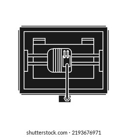 3D Printer Technology Design Icon Solid Black. Engineering Manufacturing Model From Plastic And Industry Concept Symbol. Innovation Business Illustration And Print Machine Prototype