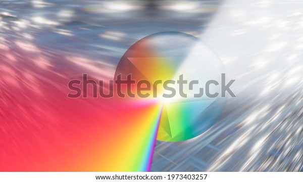 3D Prism with light spectrum with crystall ball\
- 3D Rendering