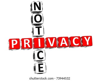 3D Privacy Notice Crossword On White Background