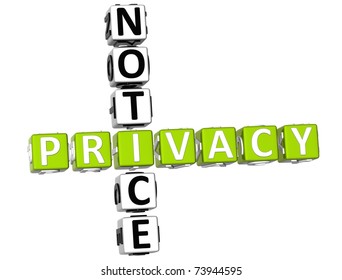 3D Privacy Notice Crossword On White Background