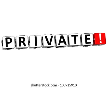 3D Private Button on white background