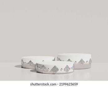 3D Product Display Abstract Basic Scene With Geometric Podium Platform Vector 3D Representation Of A Gray Background With A Podium. Represent Cosmetic Goods 3D White Studio Stage Display On Pedestal