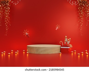 3d Product Display For Diwali , Minimalist Mockup For Podium Display Or Showcase, 3d Rendering.