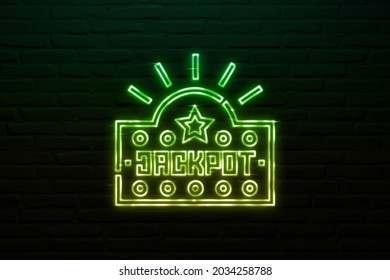 3D Progressive Jackpot Casinos Icon Neon Style