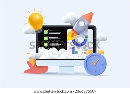 3D Project implementation abstract concept illustration. 3D Project initiation and closure, workflow process, business analysis, vision scope, management software, deadline abstract metaphor