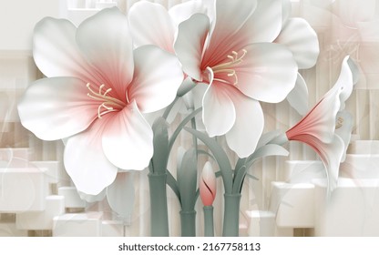 3D Psd Background Wall Fashion Tulip Flower Living Room