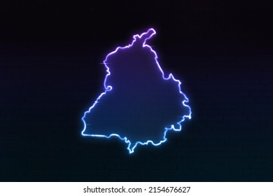 3D Punjab Map Icon Neon Sign