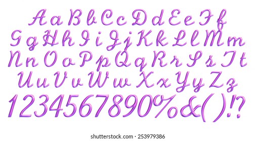 Handrawn Calligraphic Violet Font Curly Style Stock Vector (Royalty ...