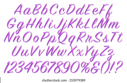 Handrawn Calligraphic Violet Font Curly Style Stock Vector (Royalty ...