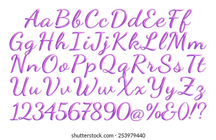 3d Purple Font Letters Set Numbers Stock Illustration 253979380 ...