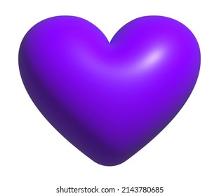 3D Purple Heart Shape, Icon Heart, Love And Like Buttons For Emoji, 3D Illustration