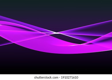 3D Purple Light Effects. Neon Glow. Festive Decoration. Black Pink Purple Abstract Background. Glowing Texture. Shining Wallpaper