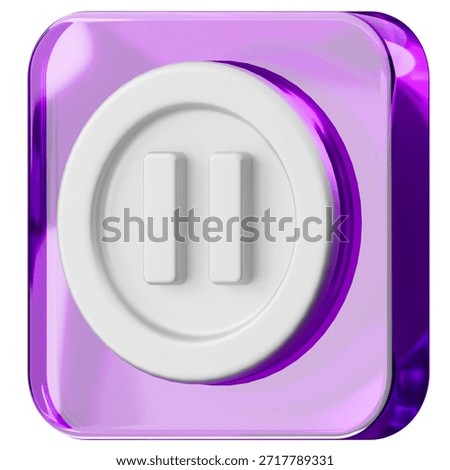 3D Purple Pause Button Icon