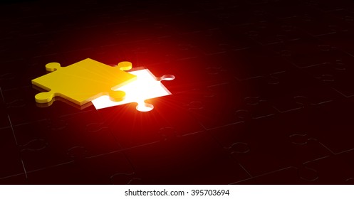 The 3d puzzle on a red background