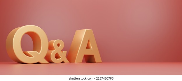 3D Q and A isolated on Red background. Questions and answers,  successful problem solving. 3D Rendering font character of high detail.
