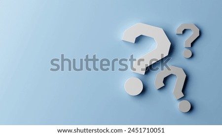 3D Question Marks, Light and Shadow, Problem, Question Concept with Copy Space, 3D render