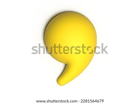 3D Quotation Mark on White Background, 3D Rendering