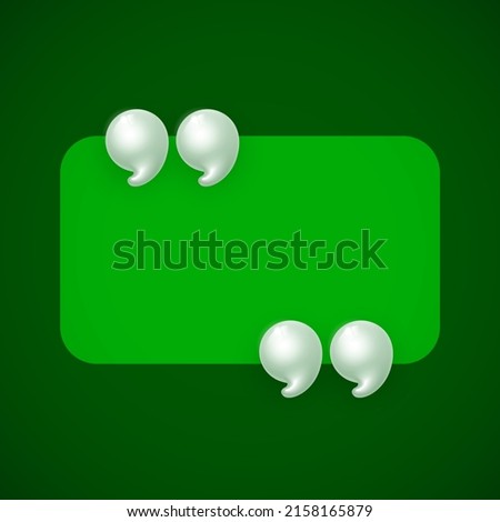 3d quote realistic render design in cute cartoon style volumetric icons of quotation marks. Innovative Quote speech bubble template. Modern Minimal 3d render cartoon design quotation bubble message