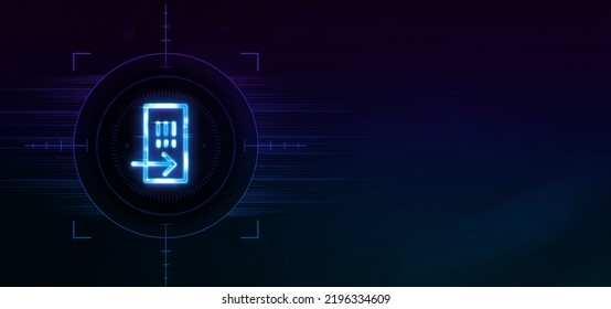 3D Ransomware Recovery Icon Neon Sign