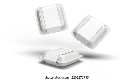 3d Realistic Close Up Lunch And Beverage Container Or Box Package Render For Restaurant Brand Mockup Design Serie 1