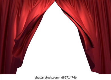 3D realistic illustration of the red stage curtains waving with the wind