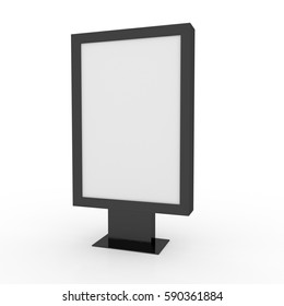 3D Realistic Light Box Citylight POS Mockup Isolated White Background