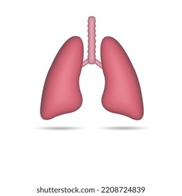 3D Realistic Lung Icon Isolated From White Background.