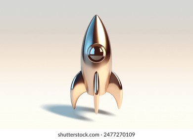 3D Realistic Metallic Rocket take off up. Flight spaceship. Icon isolated on white background Concept for start up isolated on white background - Powered by Shutterstock - Get 15% off with code: PIKWIZARD15