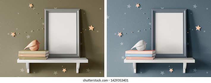 3d Realistic Render Frame On Shelf Stock Illustration 1429353401 ...
