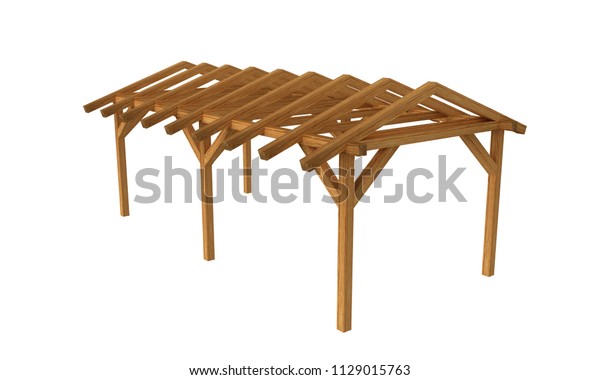 3d Realistic Render Pergola Wood Construction Stock Illustration ...