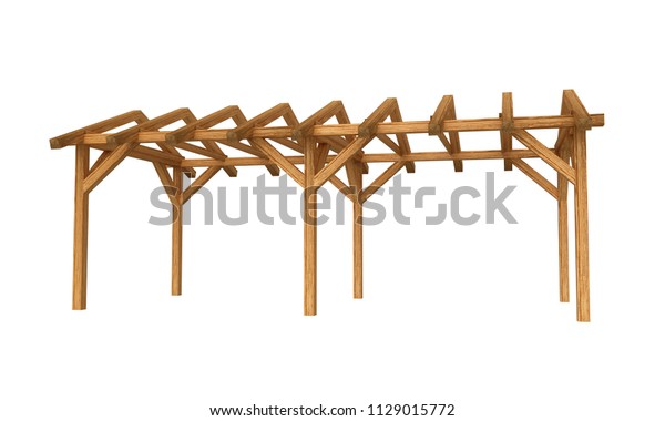 3d Realistic Render Pergola Wood Construction Stock Illustration ...