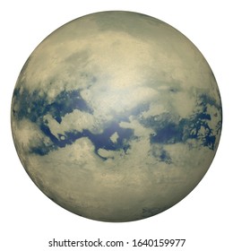 3D Realistic Titan Planet Illustration White Background