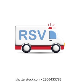 3D Realistic White Ambulance RSV, Medical Van. Medical Rescue Service, Healthcare,  Emergency Concept. 