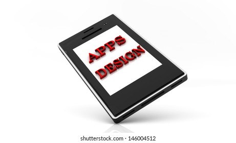 3d red apps and design on a smartphone