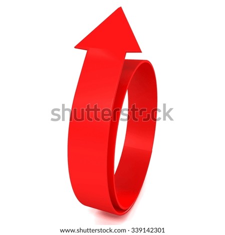 3d red arrow circle render with White background for business success