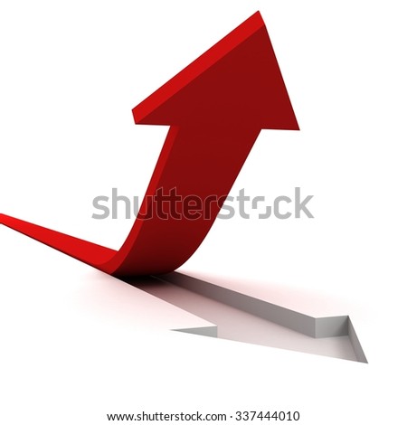 3d red arrow render with White background for business success